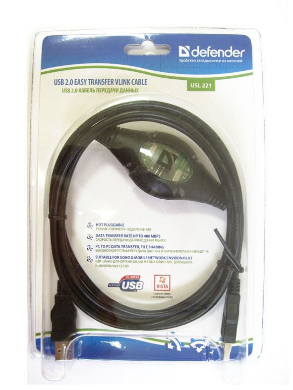  USB 2.0 Defender USL221 , A-A, 1.8, Vista,   ,  ( 480 /)        [83710]